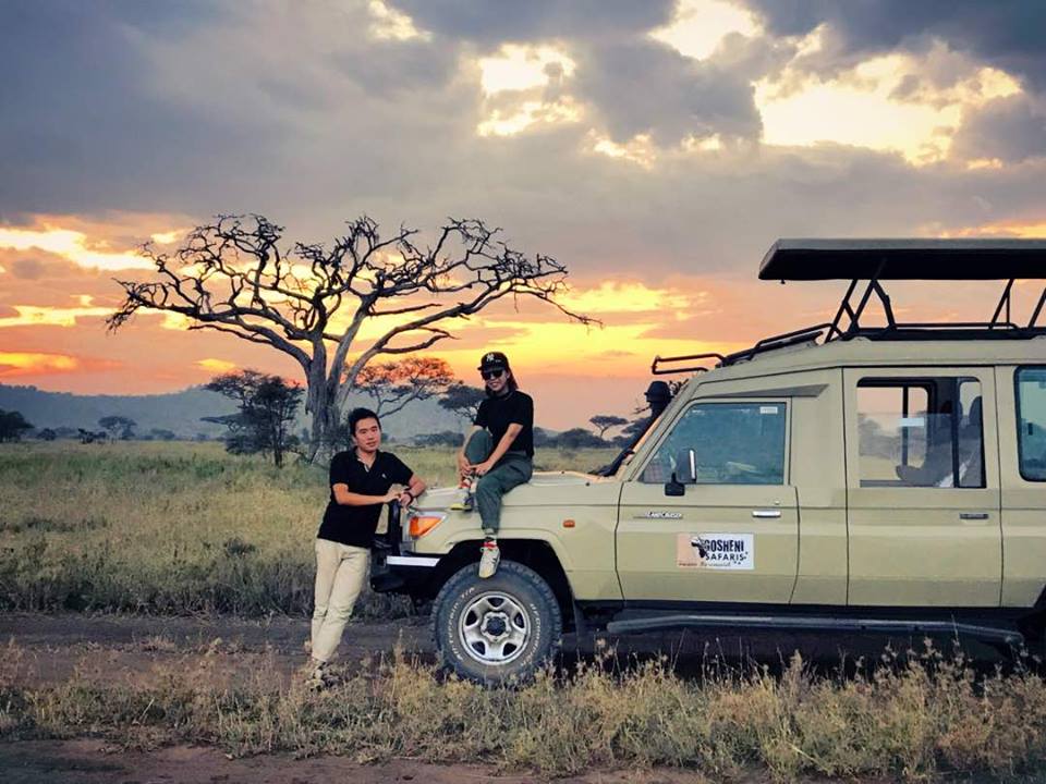 tourist from Taiwan on a game drive in Africa